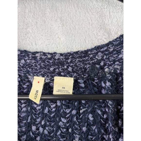 Anthropologie Moth Navy Zipped Stitch Wool/Alpaca Blend Sweater – Size XS - Picture 5 of 7